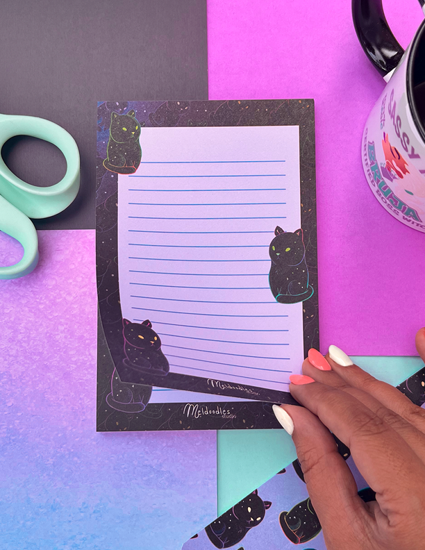 Cosmic Kitty Notepad By Meldoodles