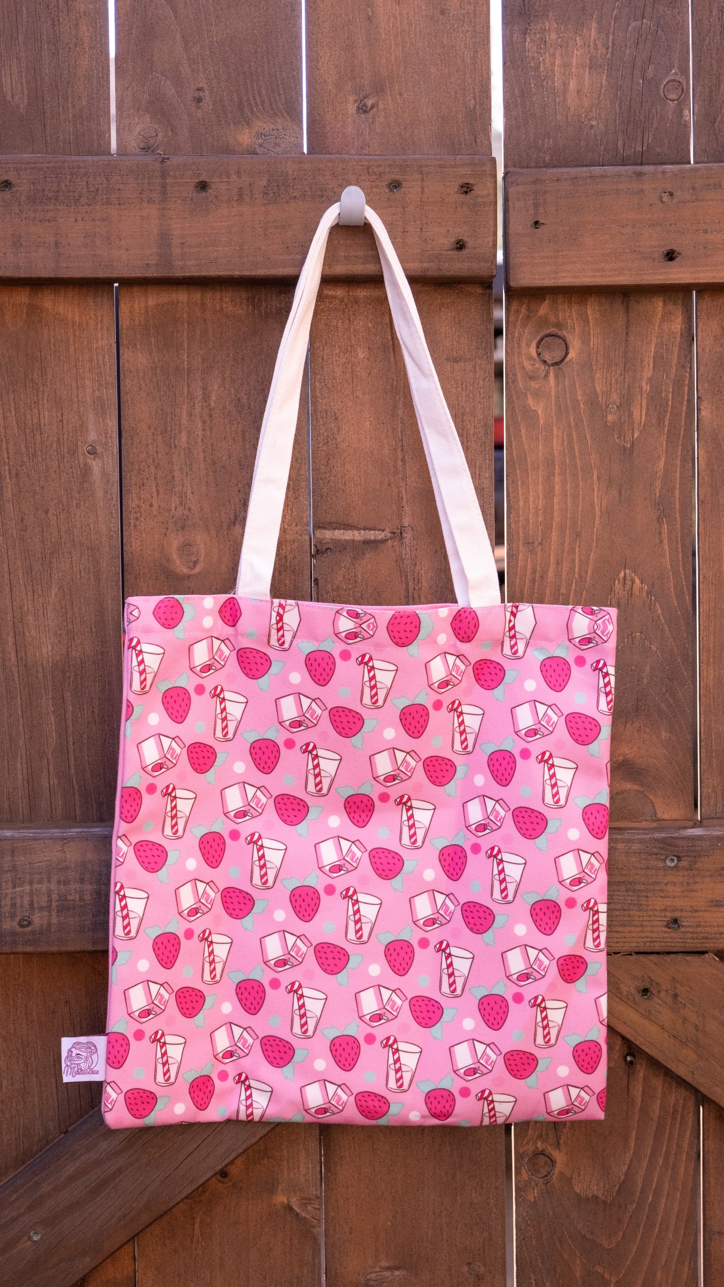 Strawberry Milk Cow Tote Bag By Meldoodles