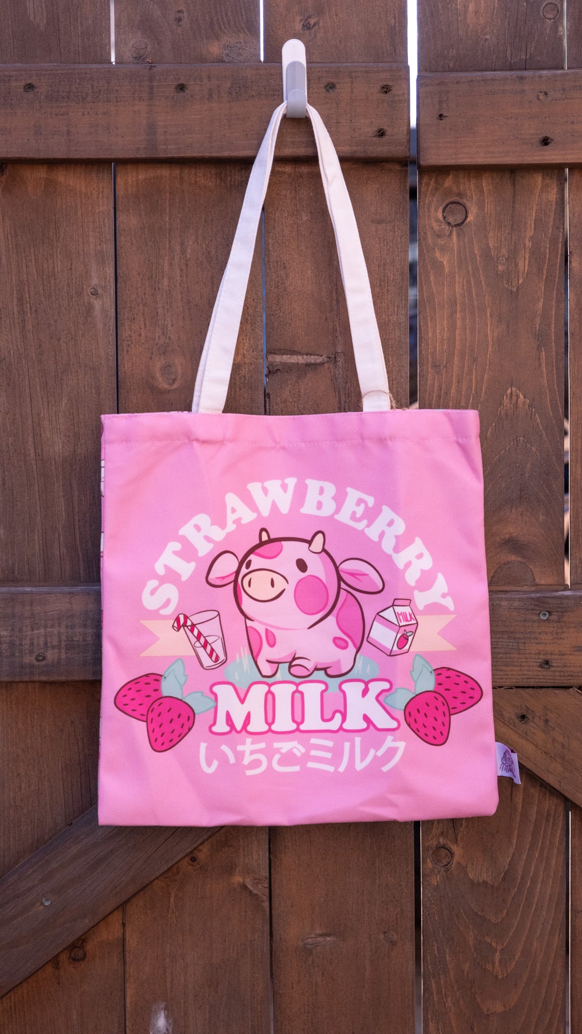 Strawberry Milk Cow Tote Bag By Meldoodles