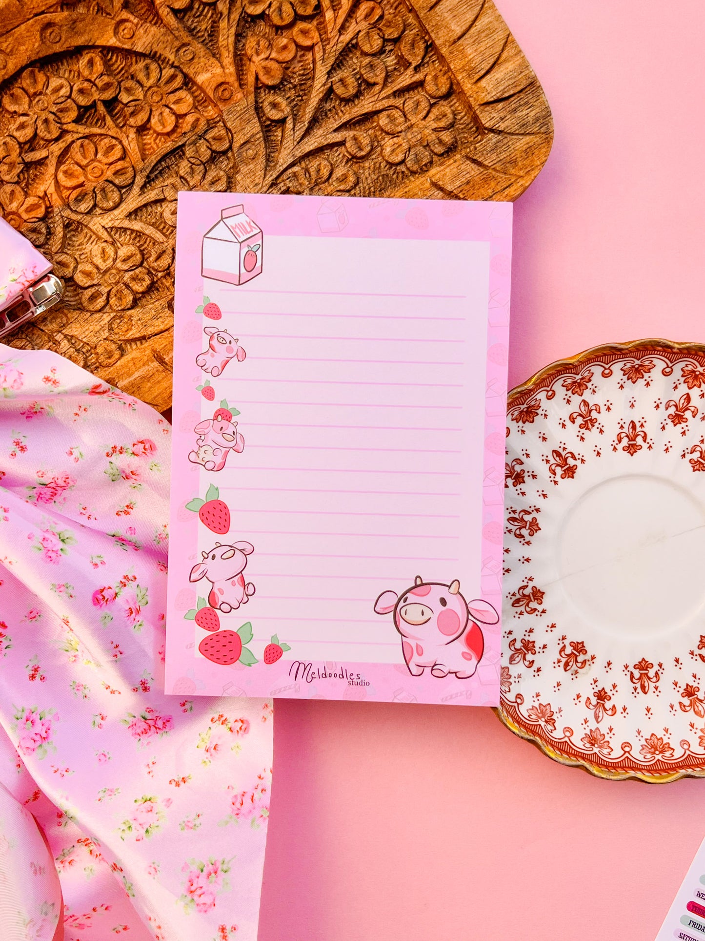 Strawberry Milk Cow Small Stationery Gift Set