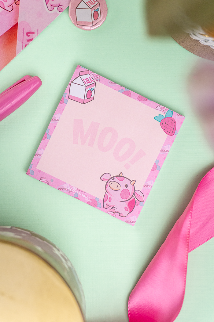 Strawberry Milk Cow Small Stationery Gift Set