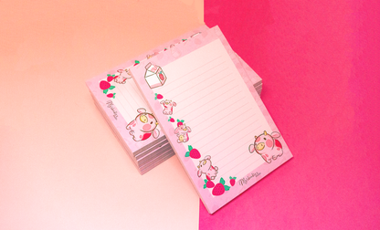 Strawberry Milk Cow Notepad By Meldoodles