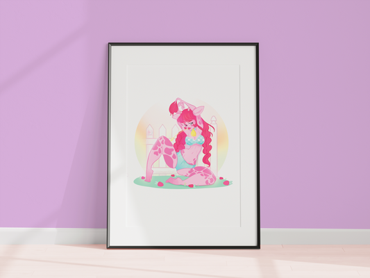 Strawberry Cow in Art Print By Meldoodles