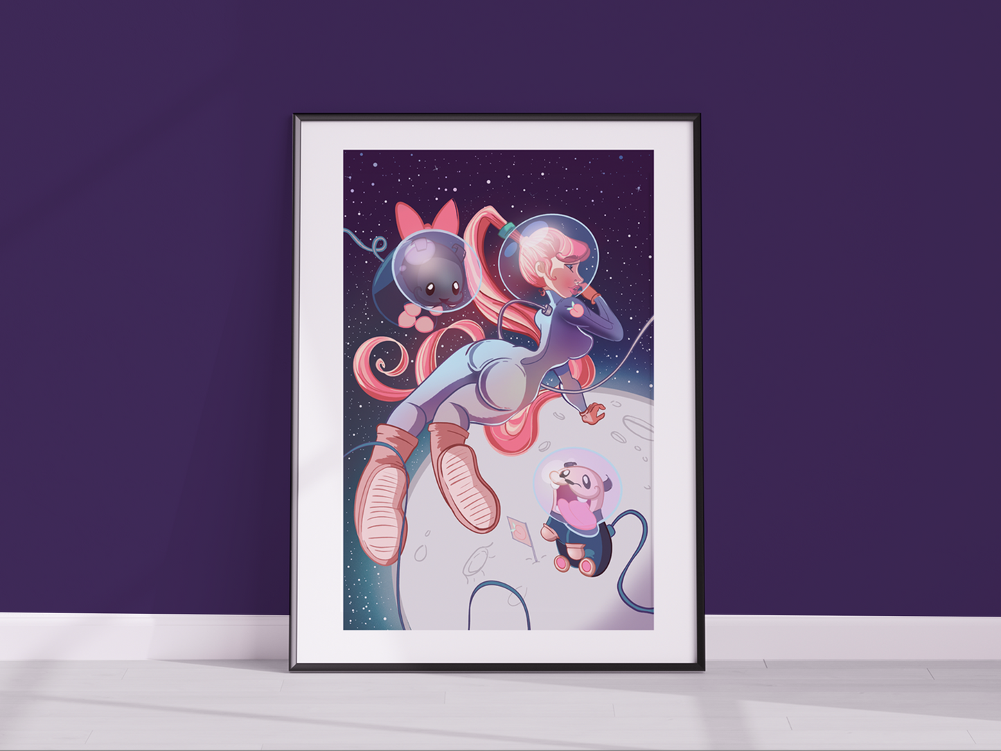 Space Peachy 11 x 17in Art Print By Meldoodles