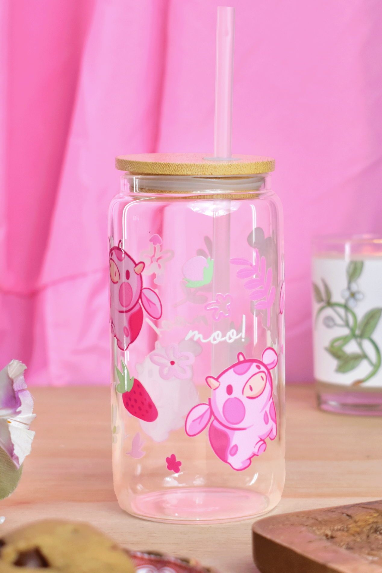 Strawberry Cow Glass Tumbler