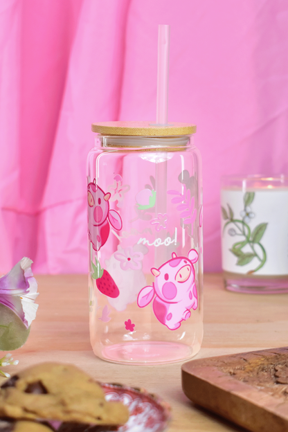 Strawberry Cow Glass Tumbler