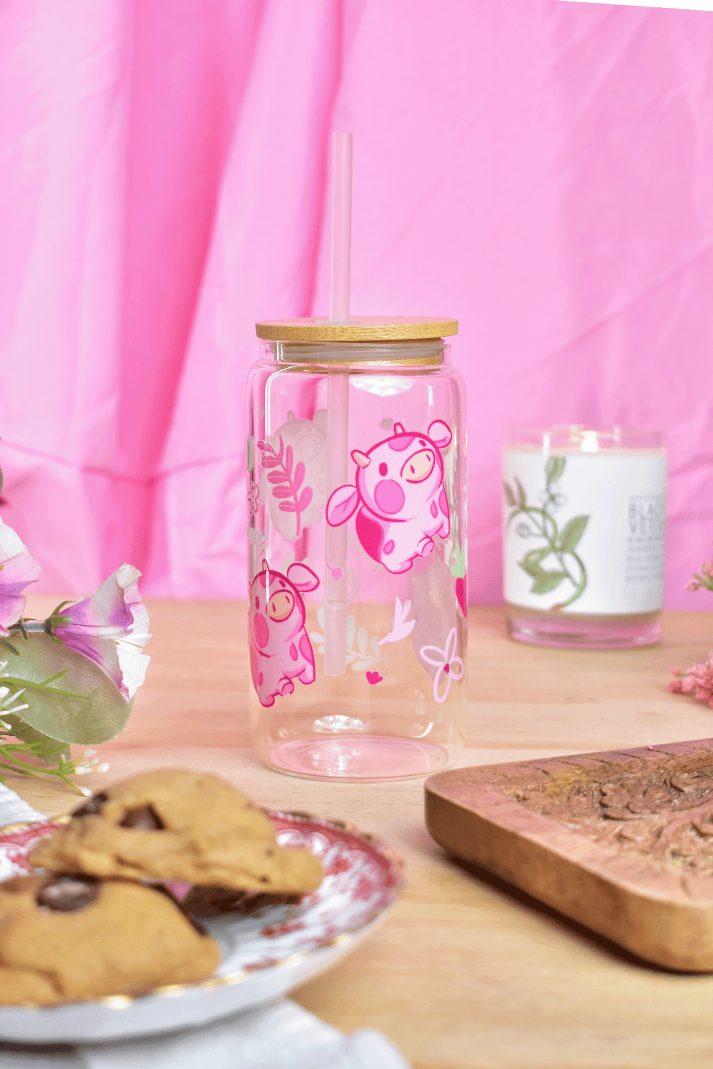 Strawberry Cow Glass Tumbler