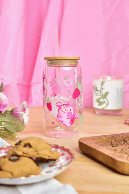 Strawberry Cow Glass Tumbler