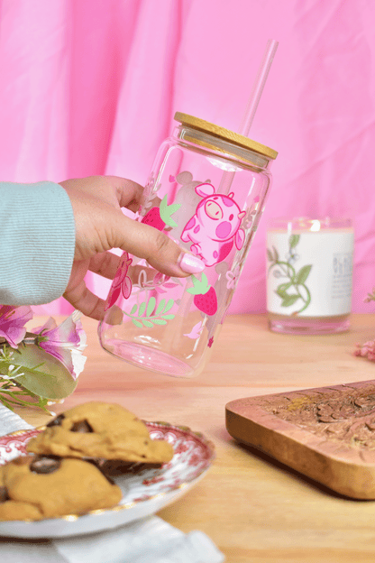 Strawberry Cow Glass Tumbler